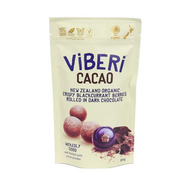 Viberi Cacao Dark Choc Crispy Blackcurrants 90g