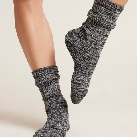 Boody Womens Chunky Bed Sock Black Marl Size 3-9